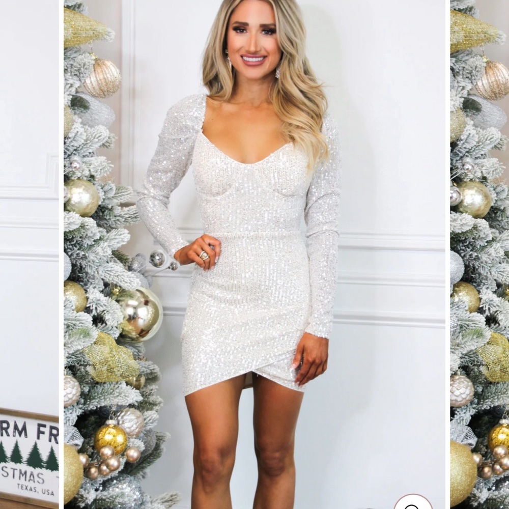 NWT  BELLA &. BLOOM LONG LIVE SEQUIN DRESS: CHAMPAGNE